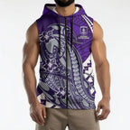 Personalized Fremantle Dockers Sleeveless Zip Hoodie Polynesian Tribal Freo Mascot With Hibiscus Floral Art