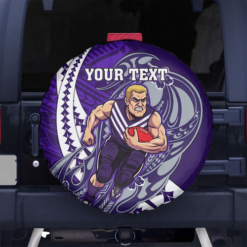 Personalized Fremantle Dockers Spare Tire Cover Polynesian Tribal Freo Mascot With Hibiscus Floral Art