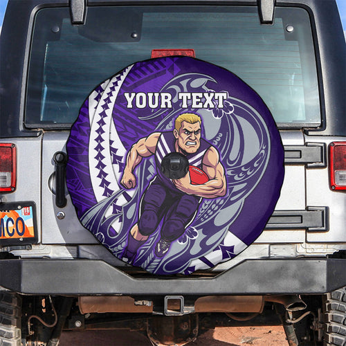 Personalized Fremantle Dockers Spare Tire Cover Polynesian Tribal Freo Mascot With Hibiscus Floral Art