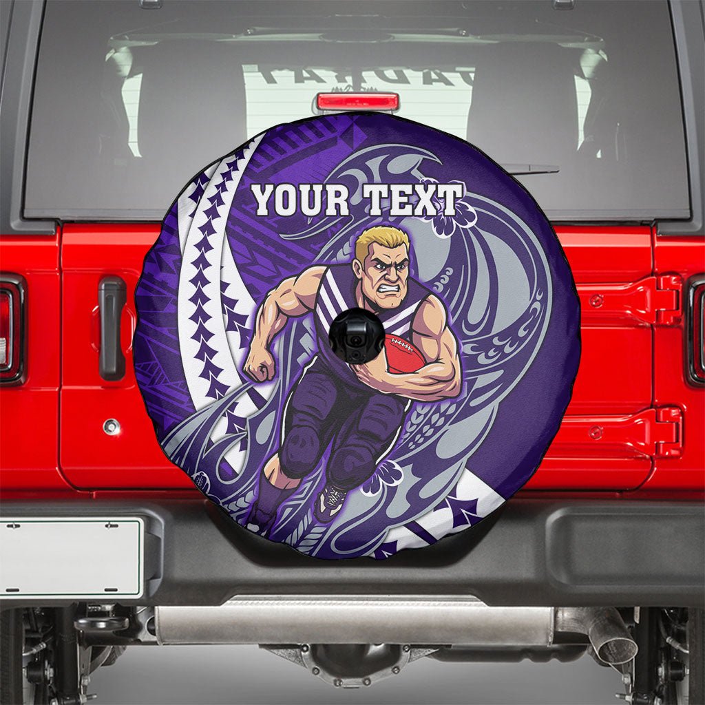 Personalized Fremantle Dockers Spare Tire Cover Polynesian Tribal Freo Mascot With Hibiscus Floral Art