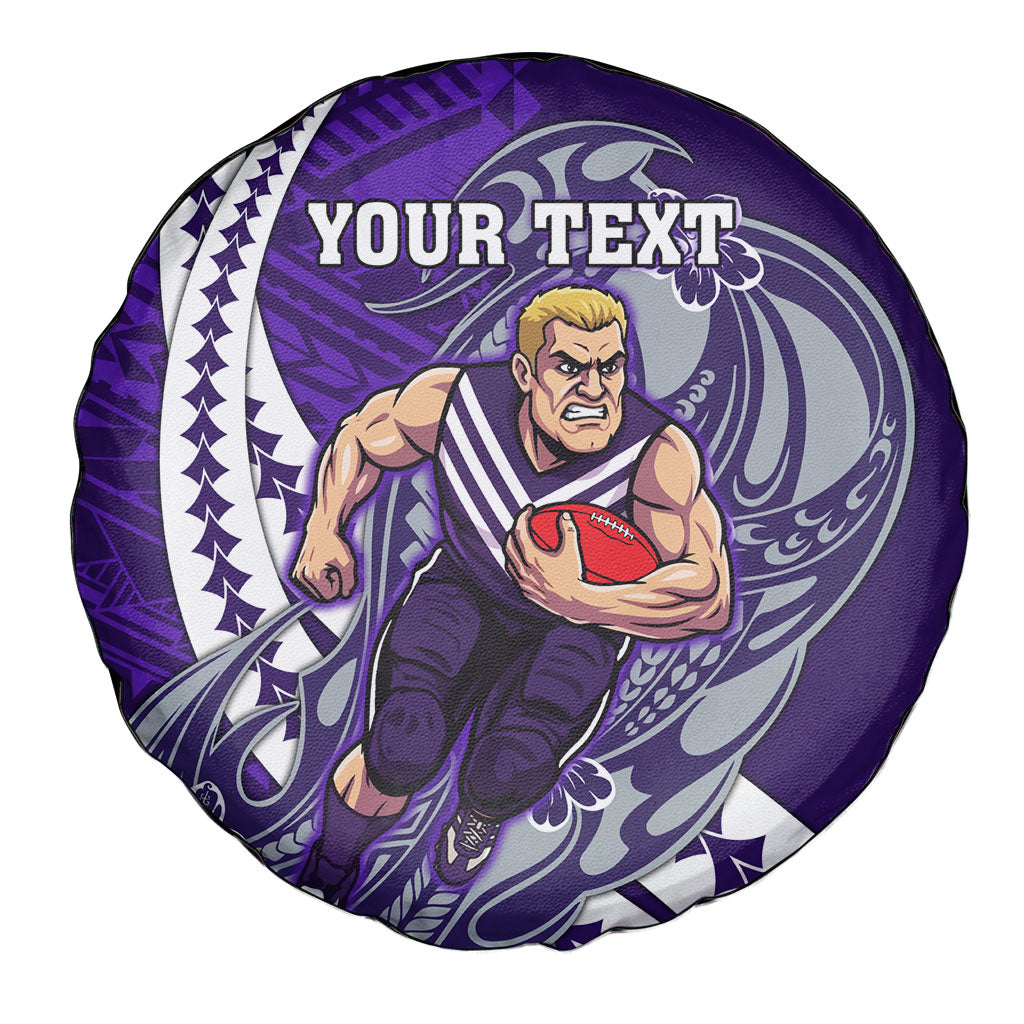 Personalized Fremantle Dockers Spare Tire Cover Polynesian Tribal Freo Mascot With Hibiscus Floral Art