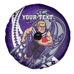 Personalized Fremantle Dockers Spare Tire Cover Polynesian Tribal Freo Mascot With Hibiscus Floral Art