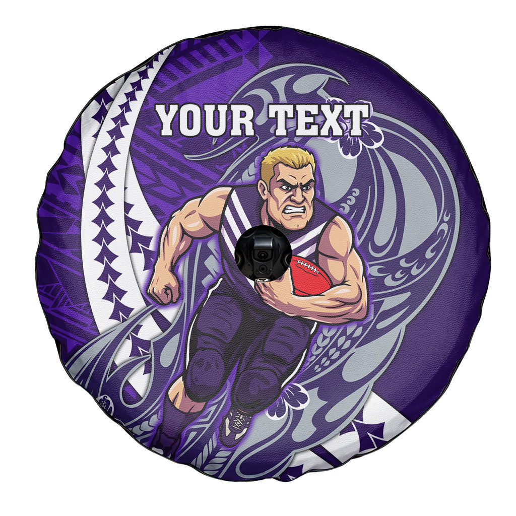 Personalized Fremantle Dockers Spare Tire Cover Polynesian Tribal Freo Mascot With Hibiscus Floral Art