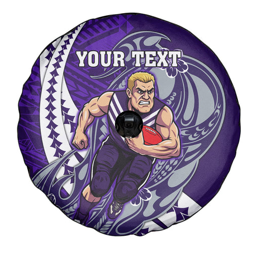 Personalized Fremantle Dockers Spare Tire Cover Polynesian Tribal Freo Mascot With Hibiscus Floral Art