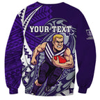 Personalized Fremantle Dockers Sweatshirt Polynesian Tribal Freo Mascot With Hibiscus Floral Art