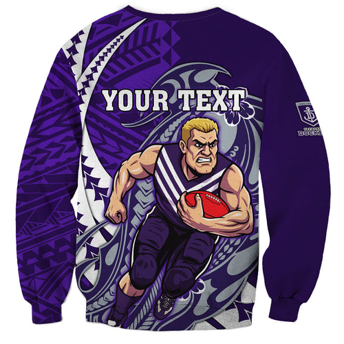 Personalized Fremantle Dockers Sweatshirt Polynesian Tribal Freo Mascot With Hibiscus Floral Art