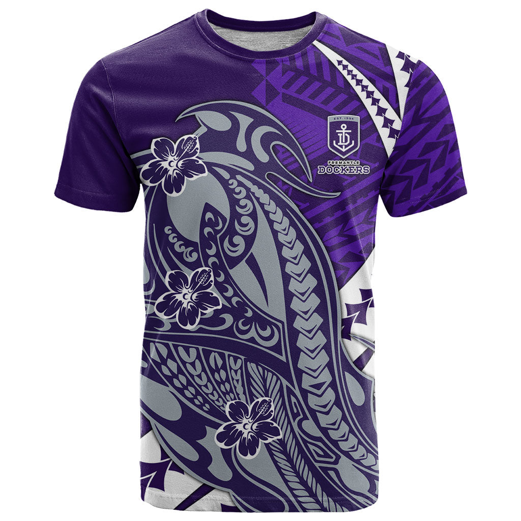 Personalized Fremantle Dockers T Shirt Polynesian Tribal Freo Mascot With Hibiscus Floral Art