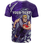 Personalized Fremantle Dockers T Shirt Polynesian Tribal Freo Mascot With Hibiscus Floral Art