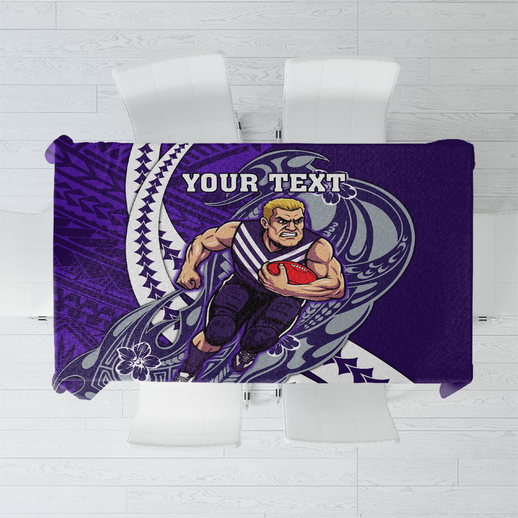 Personalized Fremantle Dockers Tablecloth Polynesian Tribal Freo Mascot With Hibiscus Floral Art