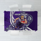Personalized Fremantle Dockers Tablecloth Polynesian Tribal Freo Mascot With Hibiscus Floral Art