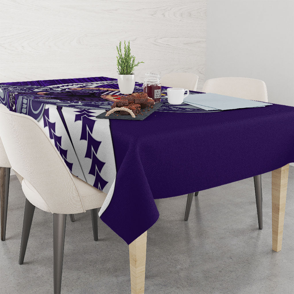 Personalized Fremantle Dockers Tablecloth Polynesian Tribal Freo Mascot With Hibiscus Floral Art