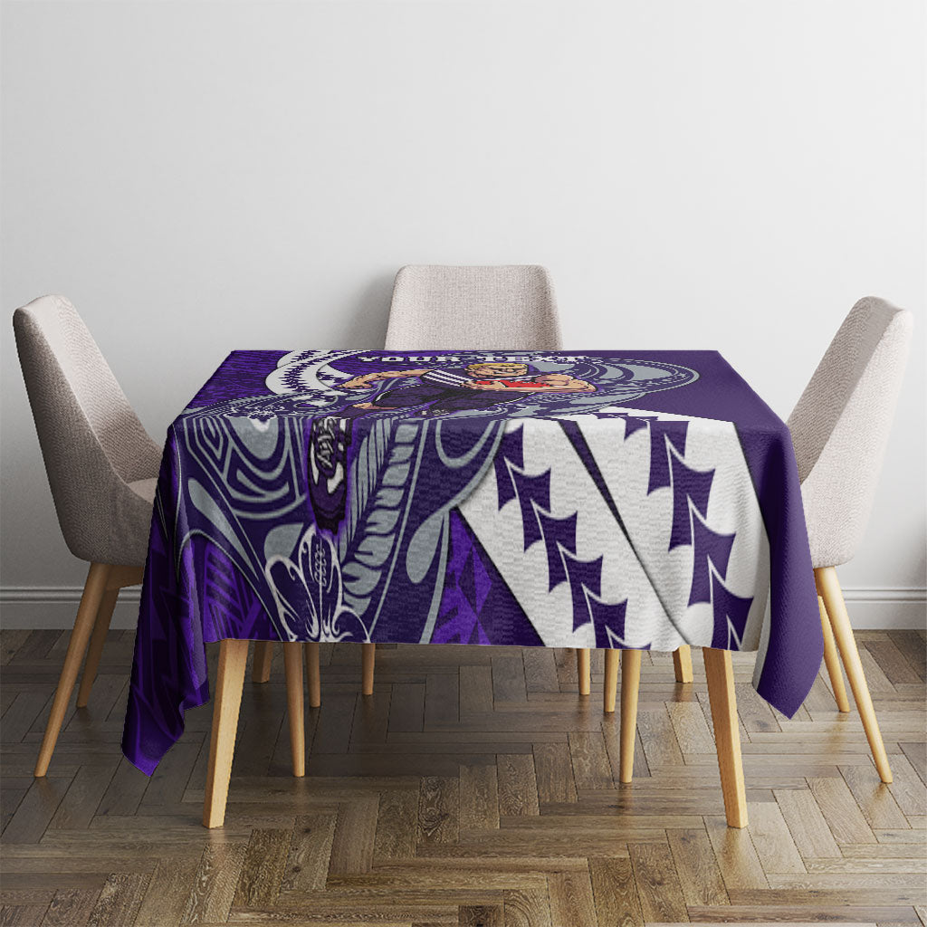 Personalized Fremantle Dockers Tablecloth Polynesian Tribal Freo Mascot With Hibiscus Floral Art