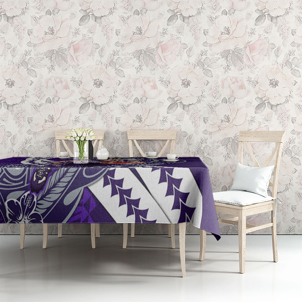 Personalized Fremantle Dockers Tablecloth Polynesian Tribal Freo Mascot With Hibiscus Floral Art