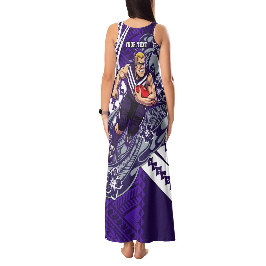 Personalized Fremantle Dockers Tank Maxi Dress Polynesian Tribal Freo Mascot With Hibiscus Floral Art