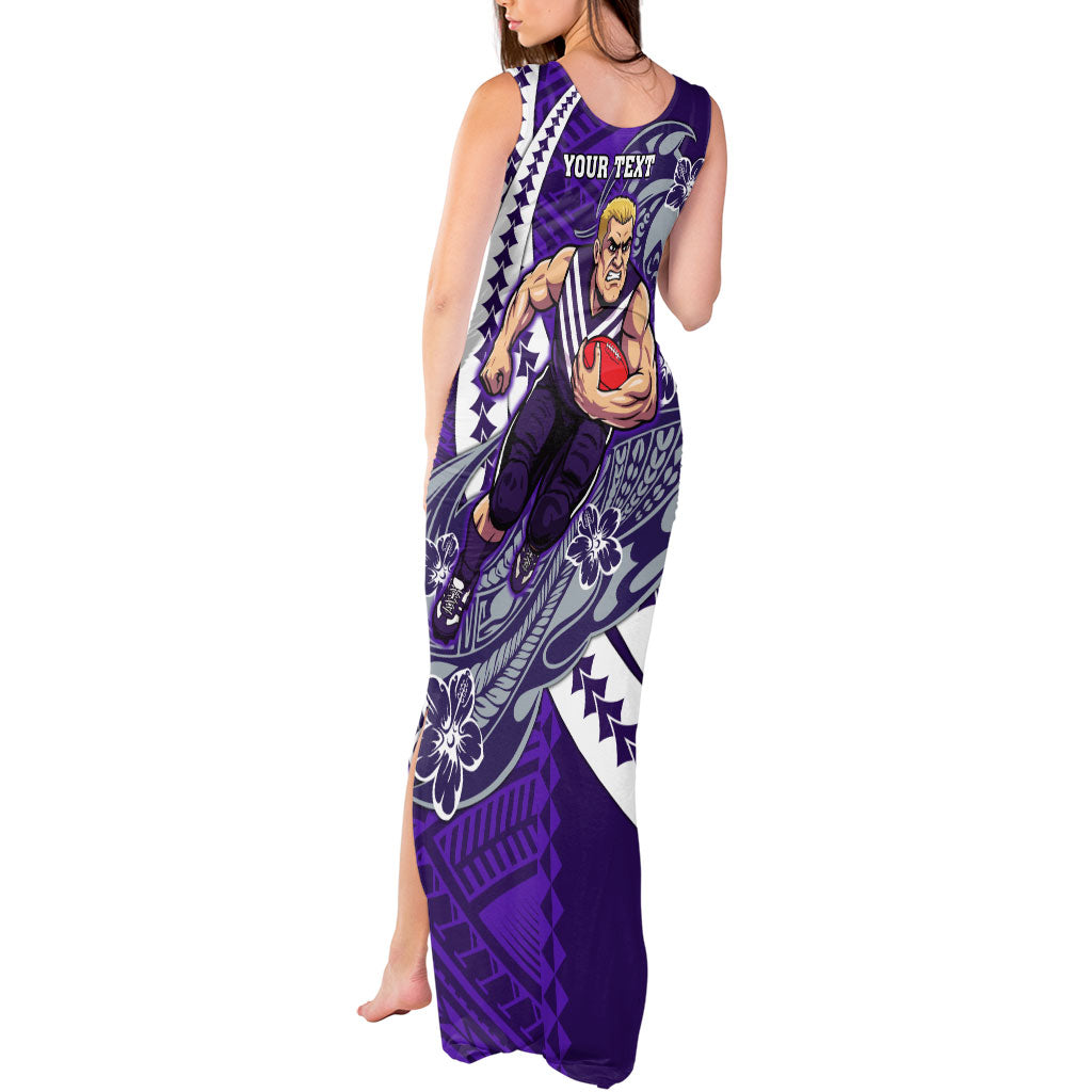 Personalized Fremantle Dockers Tank Maxi Dress Polynesian Tribal Freo Mascot With Hibiscus Floral Art