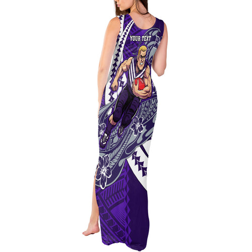 Personalized Fremantle Dockers Tank Maxi Dress Polynesian Tribal Freo Mascot With Hibiscus Floral Art