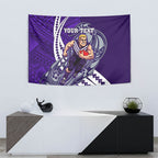 Personalized Fremantle Dockers Tapestry Polynesian Tribal Freo Mascot With Hibiscus Floral Art