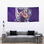 Personalized Fremantle Dockers Tapestry Polynesian Tribal Freo Mascot With Hibiscus Floral Art