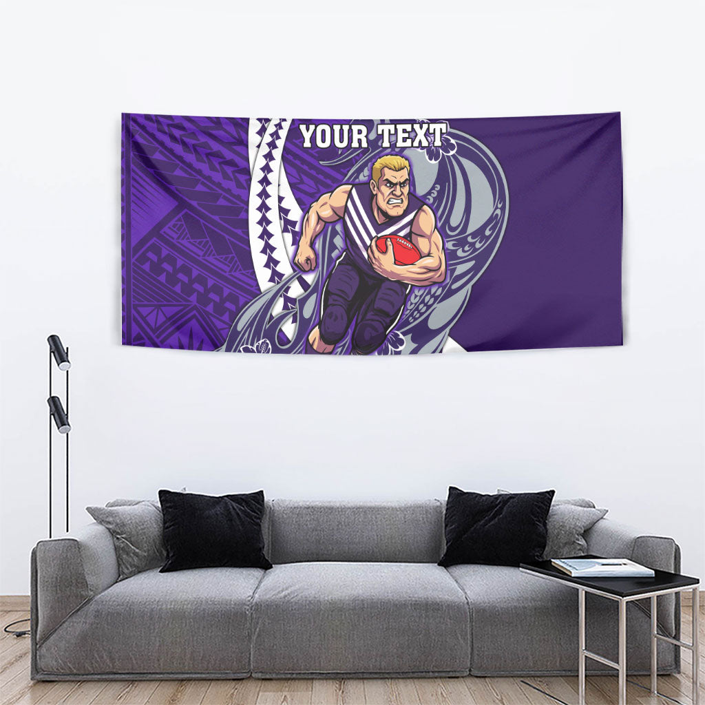 Personalized Fremantle Dockers Tapestry Polynesian Tribal Freo Mascot With Hibiscus Floral Art