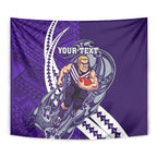 Personalized Fremantle Dockers Tapestry Polynesian Tribal Freo Mascot With Hibiscus Floral Art