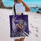 Personalized Fremantle Dockers Tote Bag Polynesian Tribal Freo Mascot With Hibiscus Floral Art