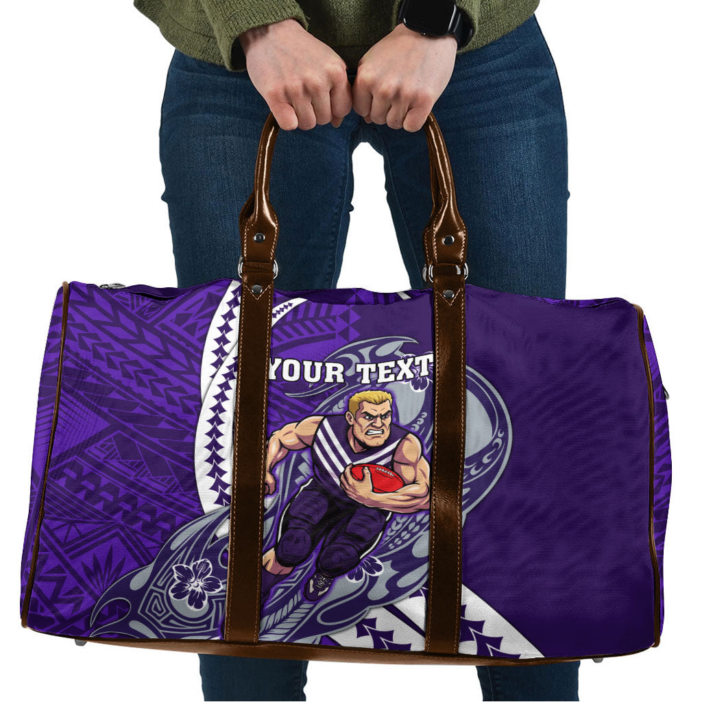 Personalized Fremantle Dockers Travel Bag Polynesian Tribal Freo Mascot With Hibiscus Floral Art