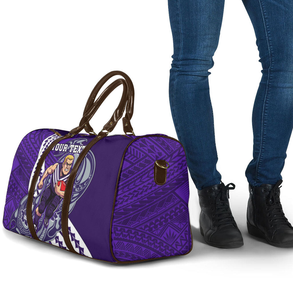 Personalized Fremantle Dockers Travel Bag Polynesian Tribal Freo Mascot With Hibiscus Floral Art
