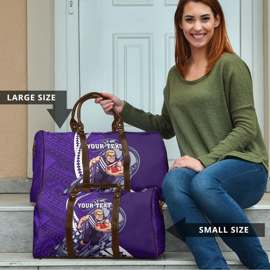 Personalized Fremantle Dockers Travel Bag Polynesian Tribal Freo Mascot With Hibiscus Floral Art