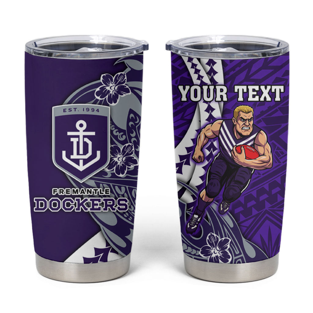 Personalized Fremantle Dockers Tumbler Cup Polynesian Tribal Freo Mascot With Hibiscus Floral Art