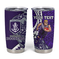 Personalized Fremantle Dockers Tumbler Cup Polynesian Tribal Freo Mascot With Hibiscus Floral Art