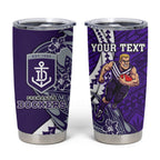 Personalized Fremantle Dockers Tumbler Cup Polynesian Tribal Freo Mascot With Hibiscus Floral Art