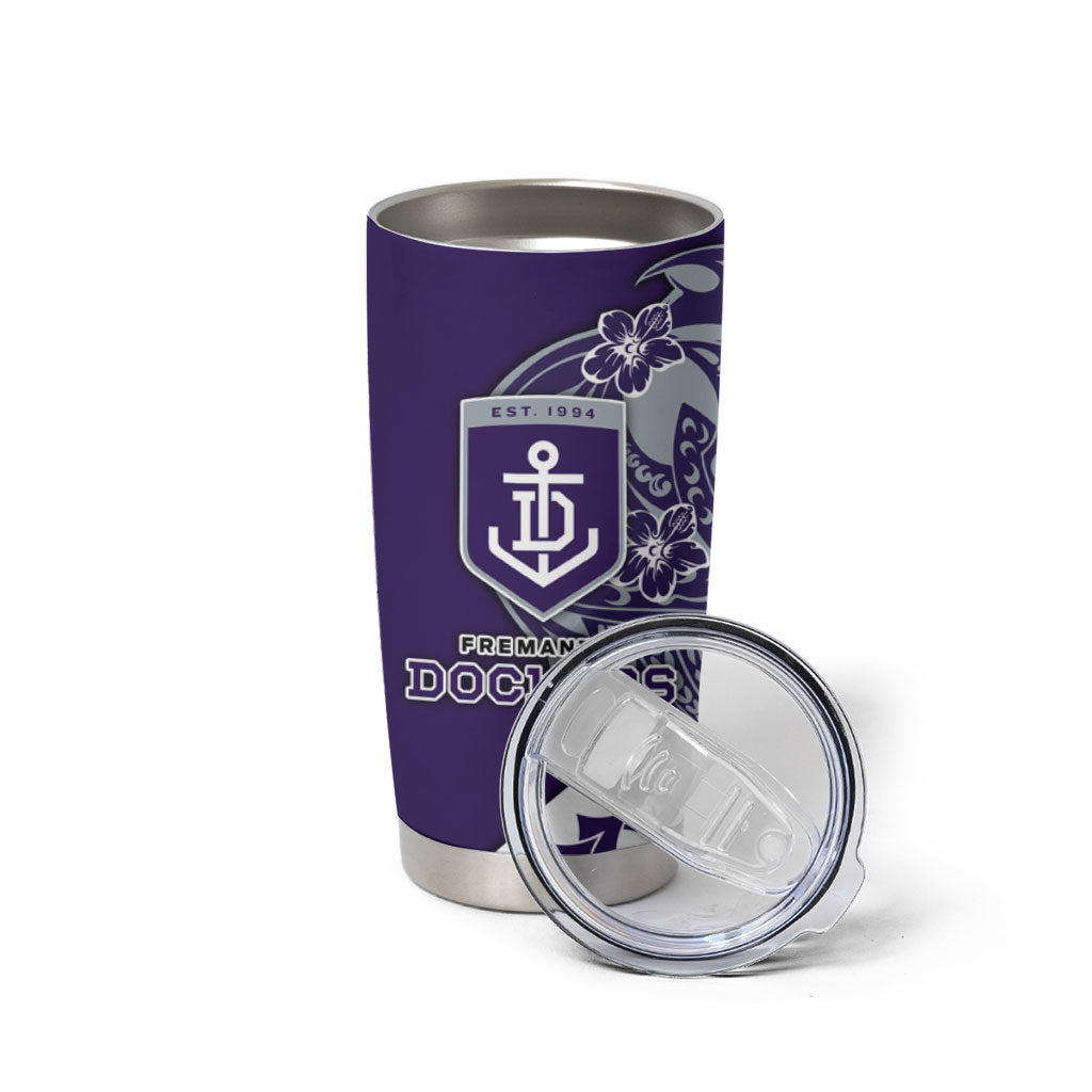 Personalized Fremantle Dockers Tumbler Cup Polynesian Tribal Freo Mascot With Hibiscus Floral Art