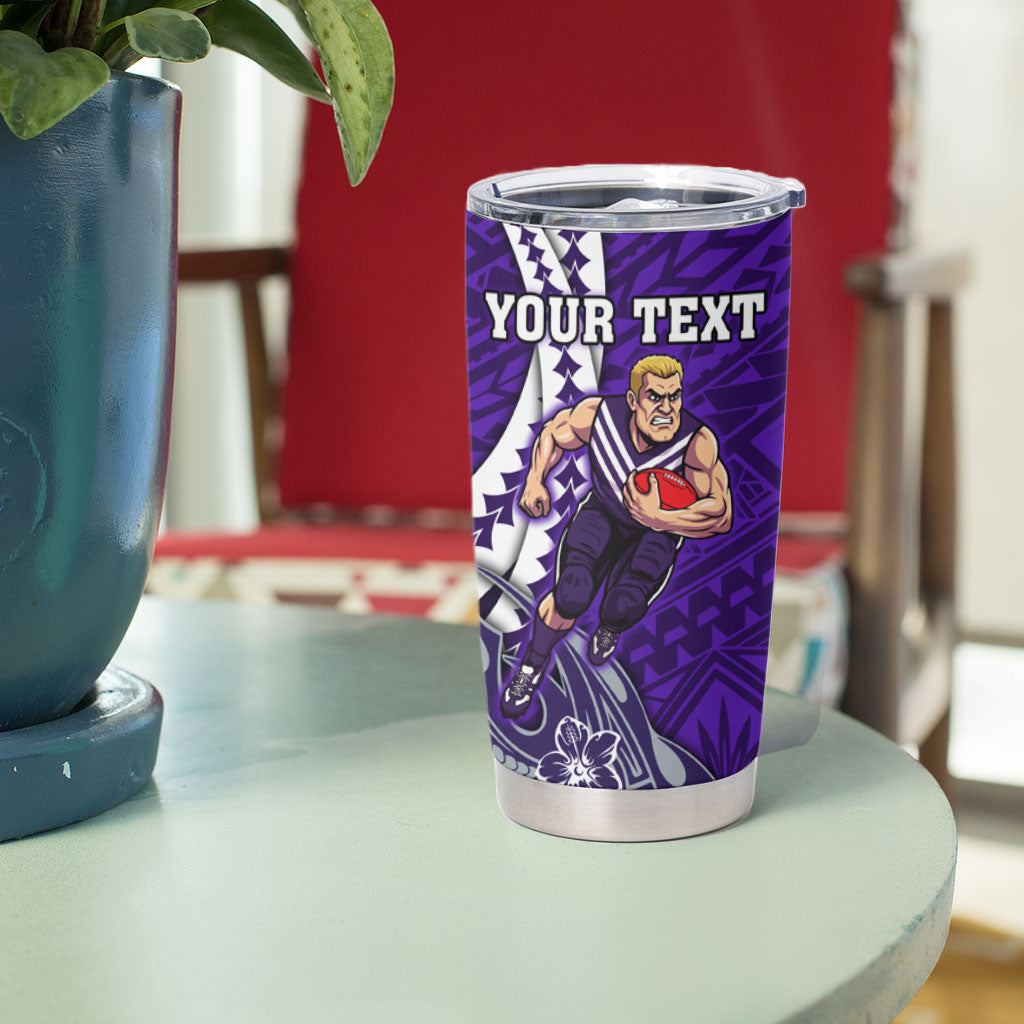 Personalized Fremantle Dockers Tumbler Cup Polynesian Tribal Freo Mascot With Hibiscus Floral Art