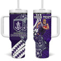 Personalized Fremantle Dockers Tumbler With Handle Polynesian Tribal Freo Mascot With Hibiscus Floral Art