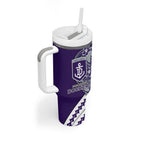 Personalized Fremantle Dockers Tumbler With Handle Polynesian Tribal Freo Mascot With Hibiscus Floral Art