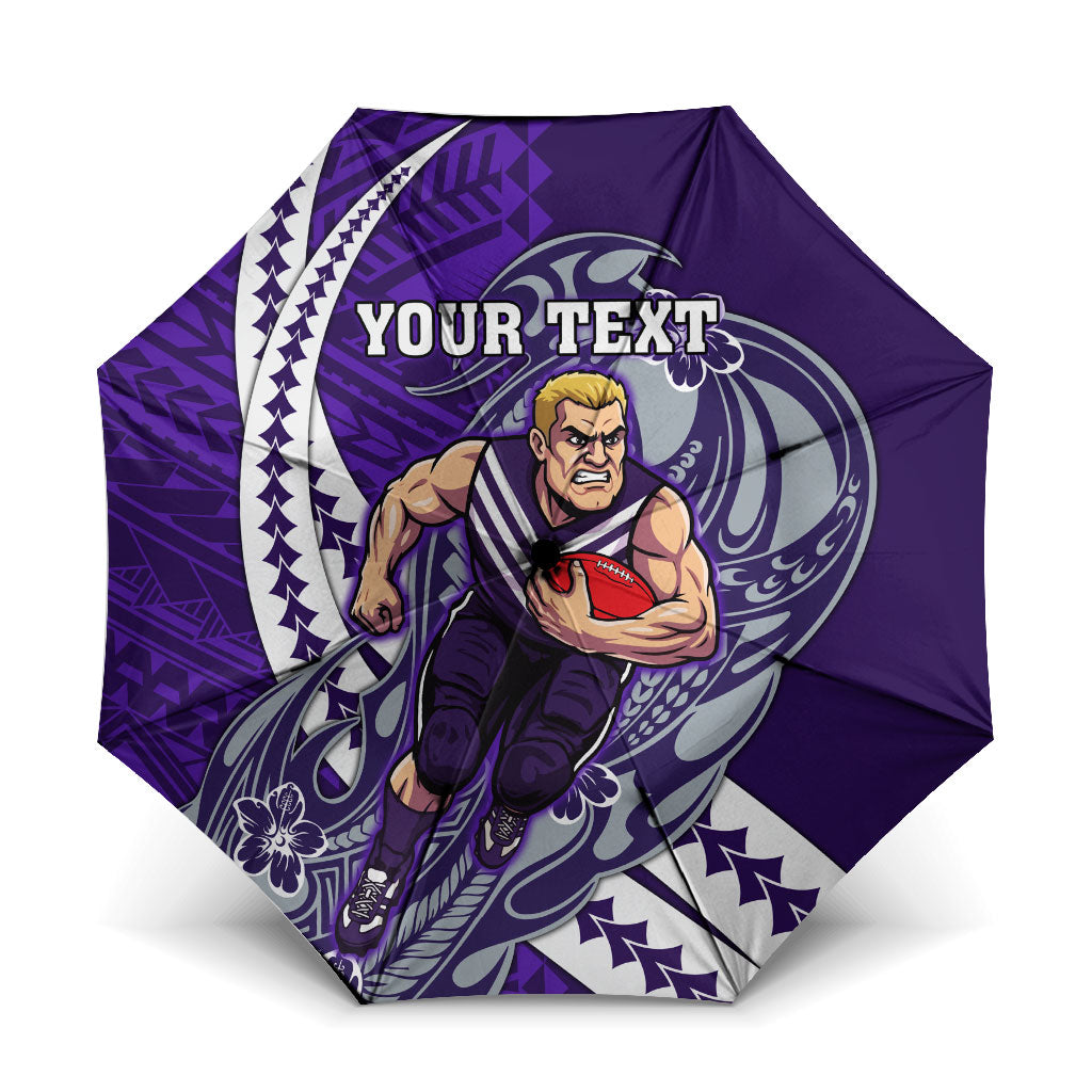Personalized Fremantle Dockers Umbrella Polynesian Tribal Freo Mascot With Hibiscus Floral Art