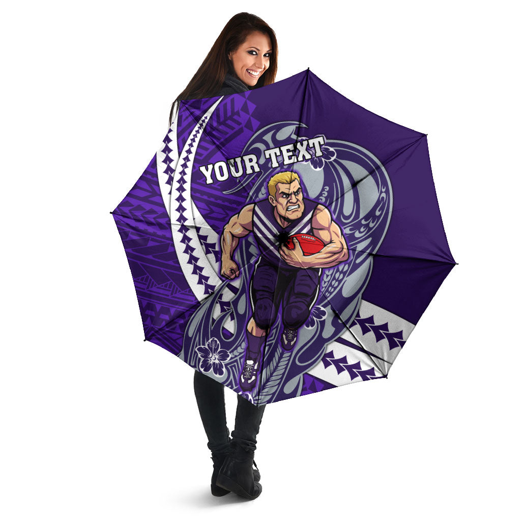 Personalized Fremantle Dockers Umbrella Polynesian Tribal Freo Mascot With Hibiscus Floral Art
