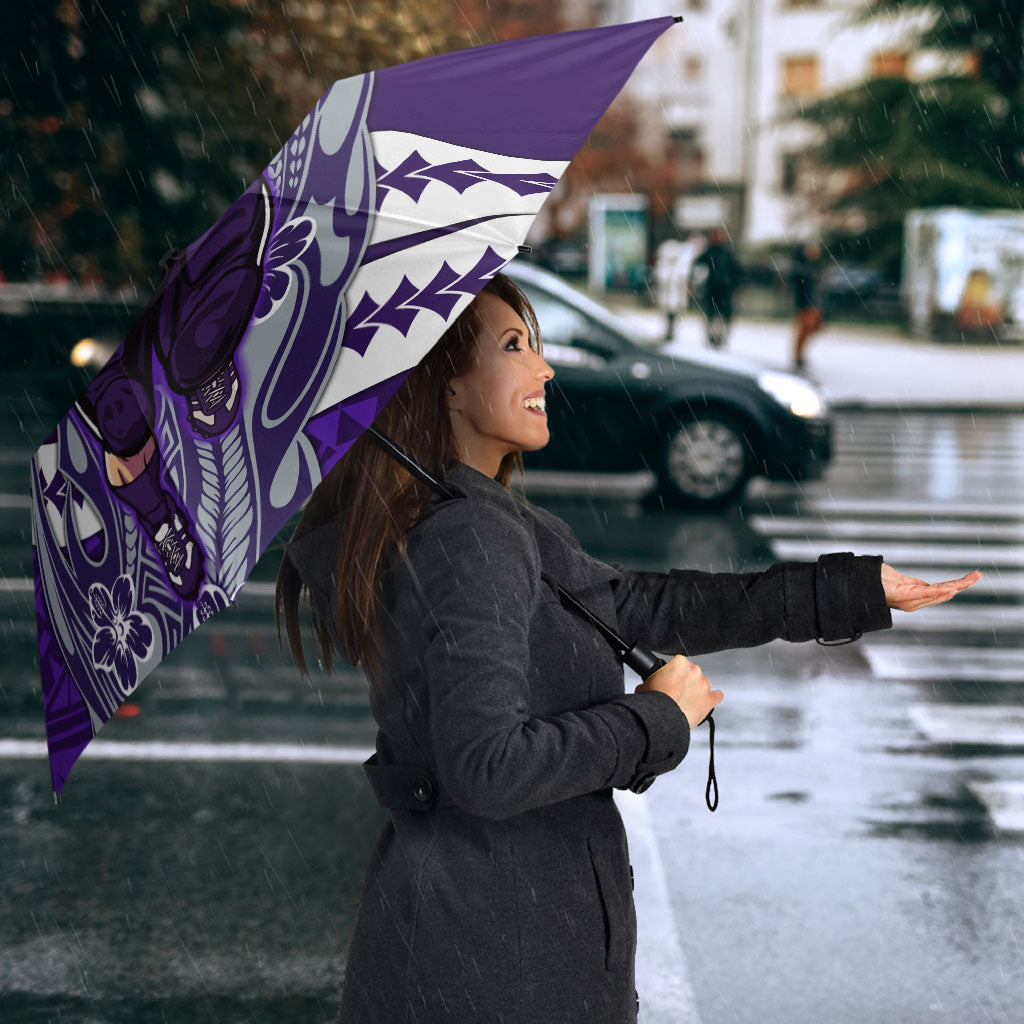 Personalized Fremantle Dockers Umbrella Polynesian Tribal Freo Mascot With Hibiscus Floral Art