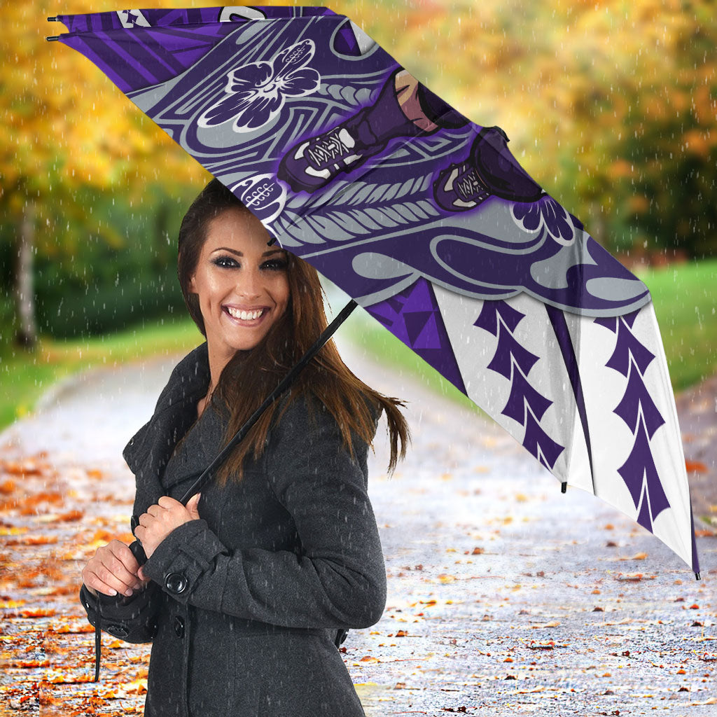 Personalized Fremantle Dockers Umbrella Polynesian Tribal Freo Mascot With Hibiscus Floral Art