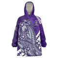 Personalized Fremantle Dockers Wearable Blanket Hoodie Polynesian Tribal Freo Mascot With Hibiscus Floral Art