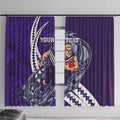 Personalized Fremantle Dockers Window Curtain Polynesian Tribal Freo Mascot With Hibiscus Floral Art