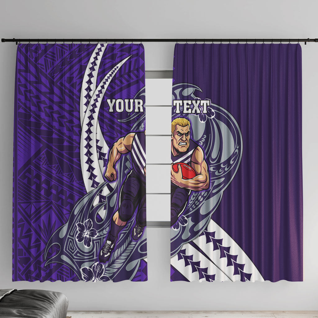 Personalized Fremantle Dockers Window Curtain Polynesian Tribal Freo Mascot With Hibiscus Floral Art