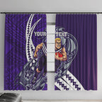 Personalized Fremantle Dockers Window Curtain Polynesian Tribal Freo Mascot With Hibiscus Floral Art