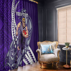 Personalized Fremantle Dockers Window Curtain Polynesian Tribal Freo Mascot With Hibiscus Floral Art
