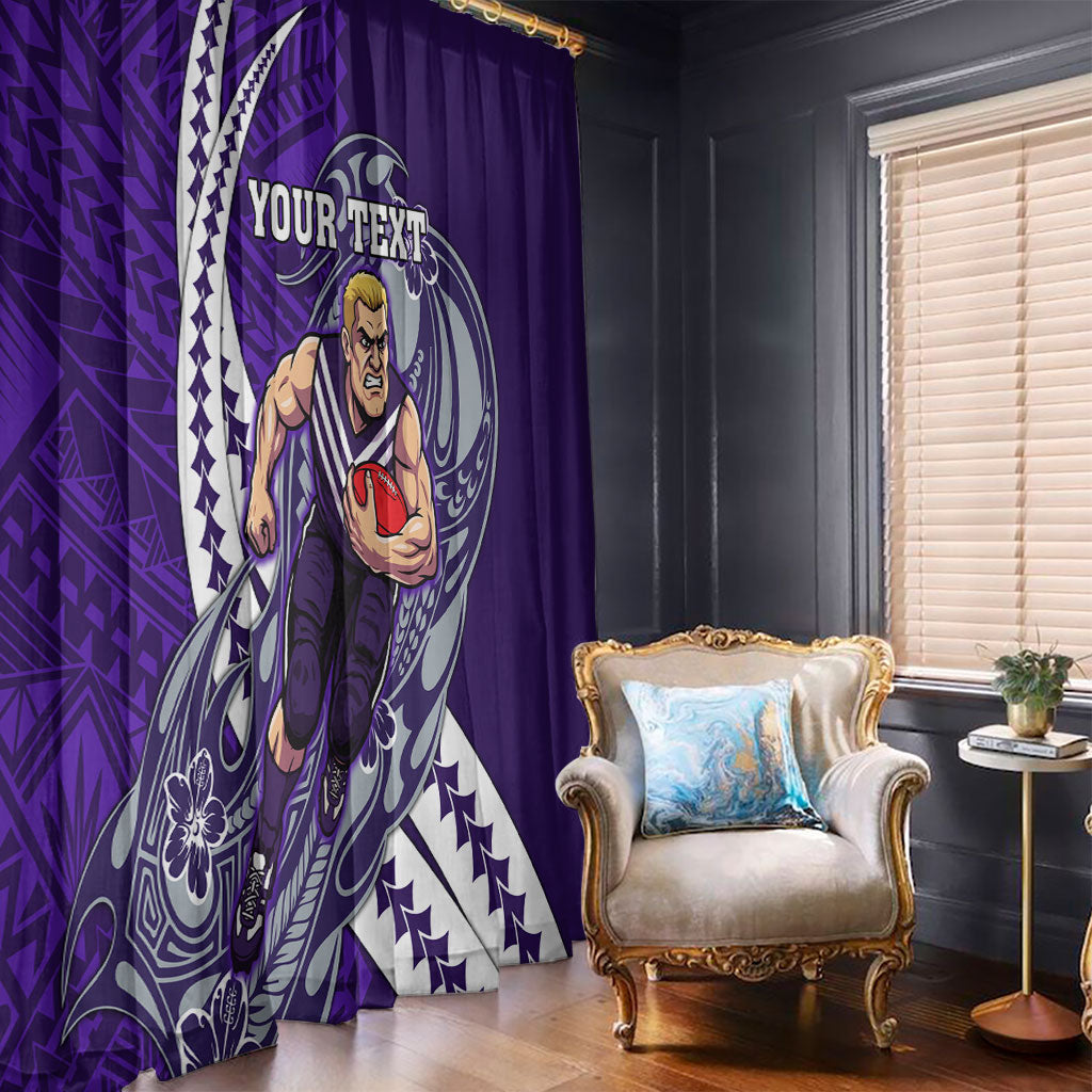 Personalized Fremantle Dockers Window Curtain Polynesian Tribal Freo Mascot With Hibiscus Floral Art