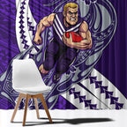 Personalized Fremantle Dockers Window Curtain Polynesian Tribal Freo Mascot With Hibiscus Floral Art
