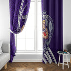 Personalized Fremantle Dockers Window Curtain Polynesian Tribal Freo Mascot With Hibiscus Floral Art