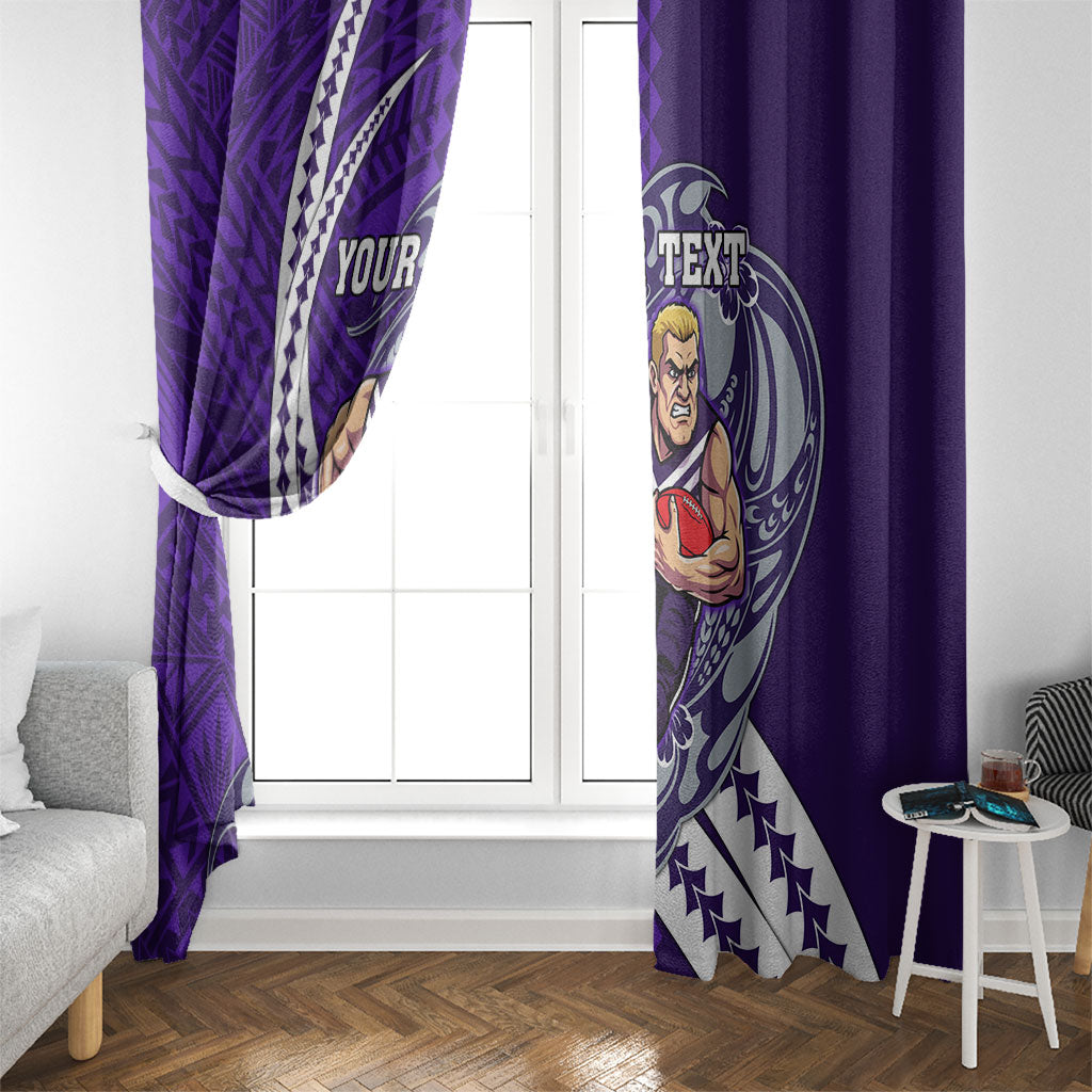 Personalized Fremantle Dockers Window Curtain Polynesian Tribal Freo Mascot With Hibiscus Floral Art