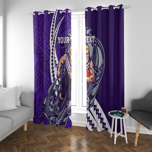 Personalized Fremantle Dockers Window Curtain Polynesian Tribal Freo Mascot With Hibiscus Floral Art