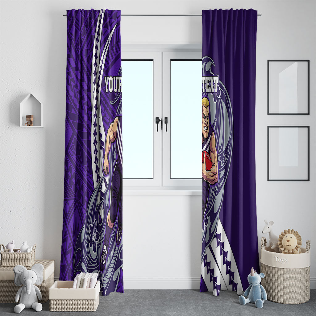 Personalized Fremantle Dockers Window Curtain Polynesian Tribal Freo Mascot With Hibiscus Floral Art